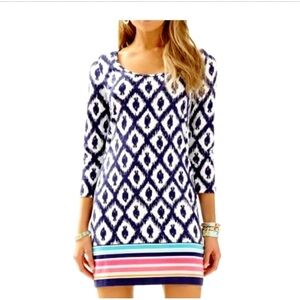 Lilly Pulitzer Beacon Tshirt Dress Little Blue Engineered Fish Print Cotton Sz S